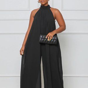 H&M High Neck Keyhole Palazzo Crepe Jumpsuit
